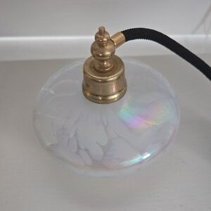 Vintage Iridescent Glass Perfume Atomizer with Gold Accents